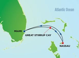 Map - 3-Day Bahamas, Round-trip Miami